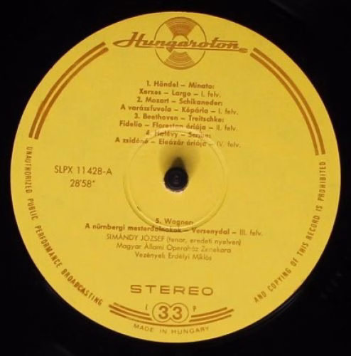 Hungaroton LPX 11428 - József Simándy - Operatic Recital - Image 3