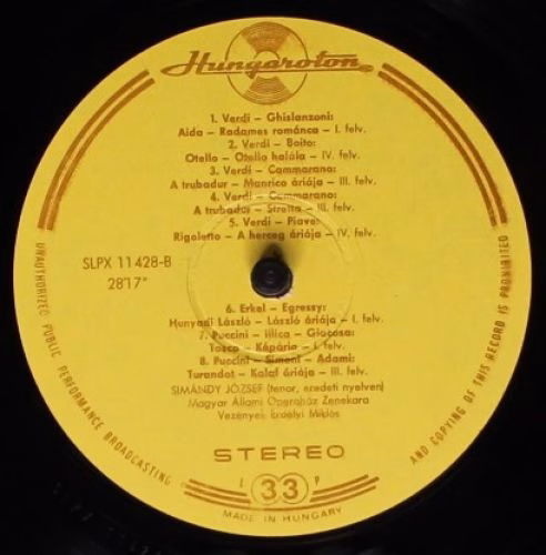 Hungaroton LPX 11428 - József Simándy - Operatic Recital - Image 4