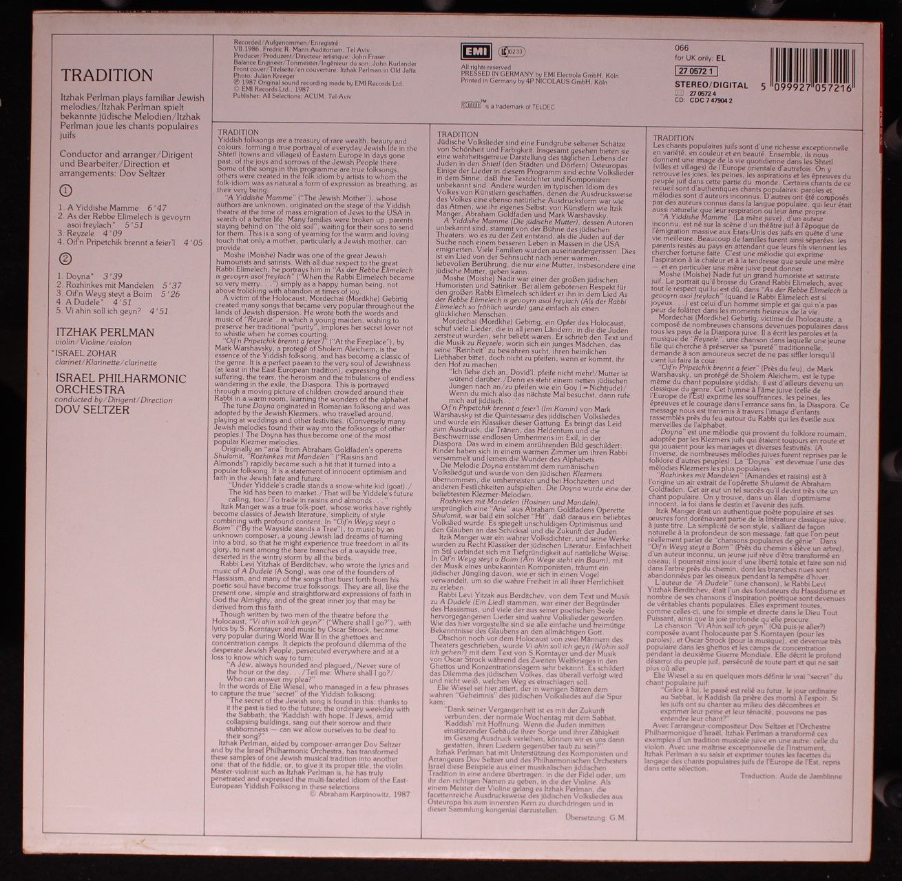 His Master's Voice Digital 27 0572 1 - Itzhak Perlman, Israel Ph - Image 2