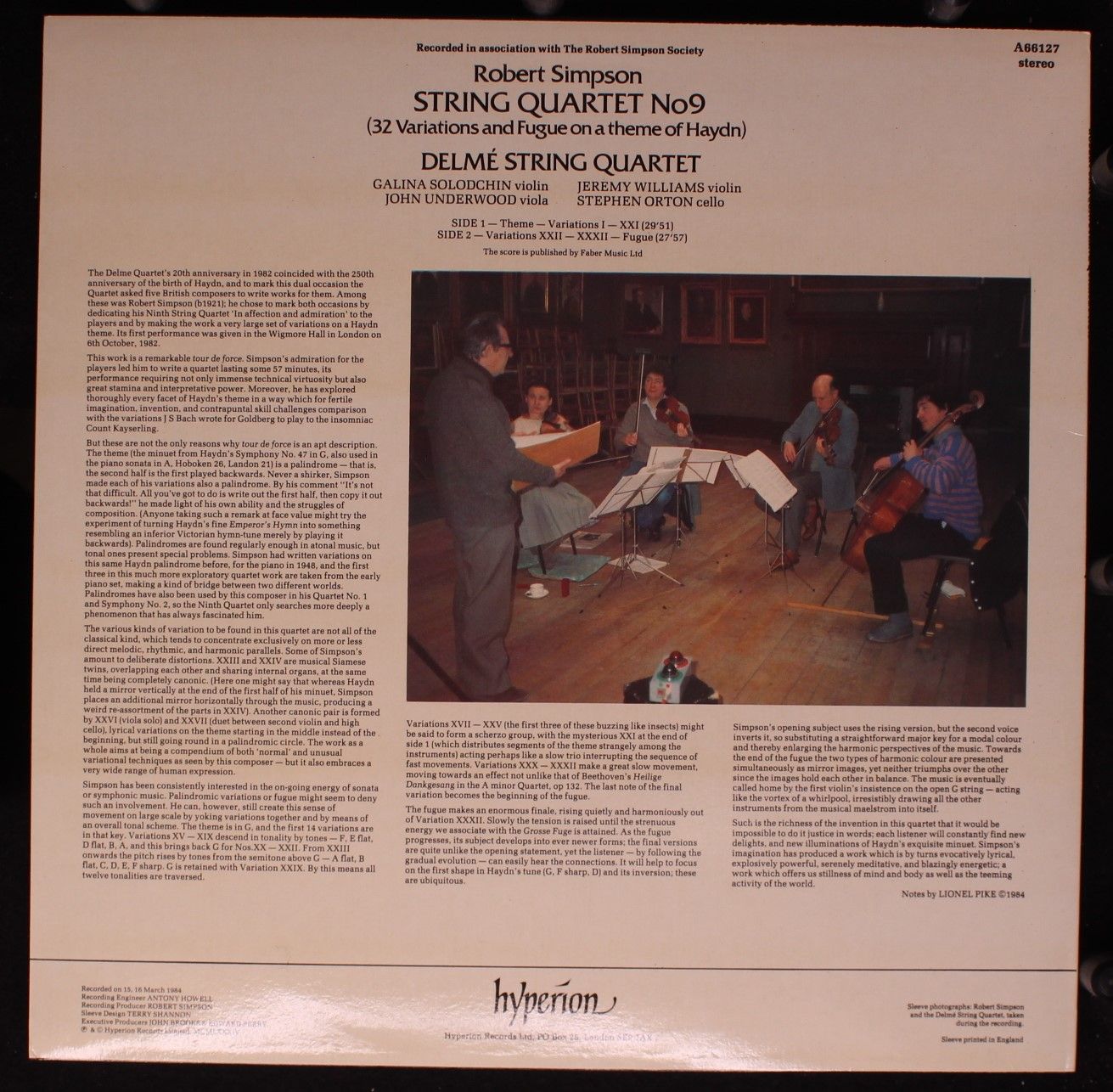 hyperion A66127 - Robert Simpson (6), The Delmé String Quartet - - Image 2