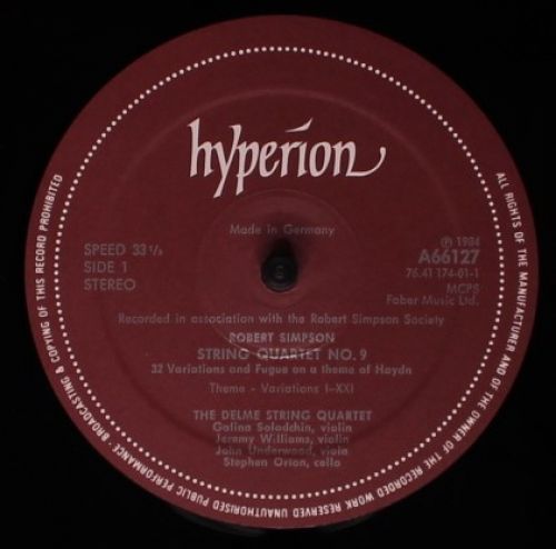 hyperion A66127 - Robert Simpson (6), The Delmé String Quartet - - Image 3