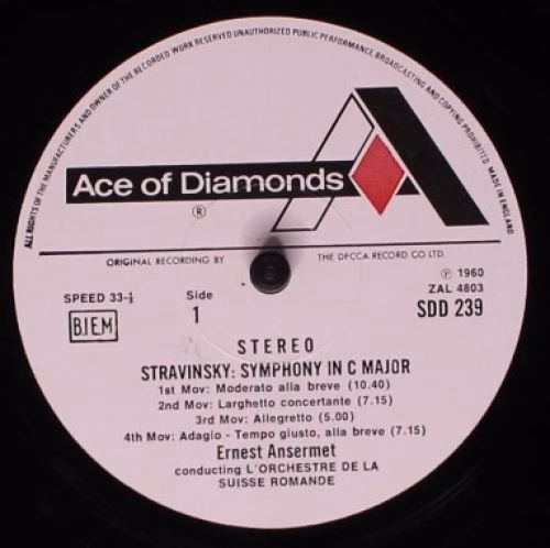 Ace Of Diamonds SDD 239 - Igor Stravinsky, Ernest Ansermet, L'Or - Image 3