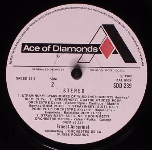 Ace Of Diamonds SDD 239 - Igor Stravinsky, Ernest Ansermet, L'Or - Image 4