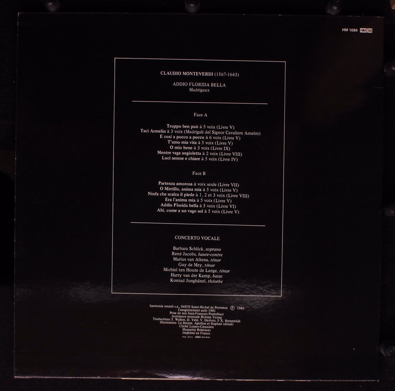 harmonia mundi France HM 1084 - Claudio Monteverdi, Concerto Voc - Image 2