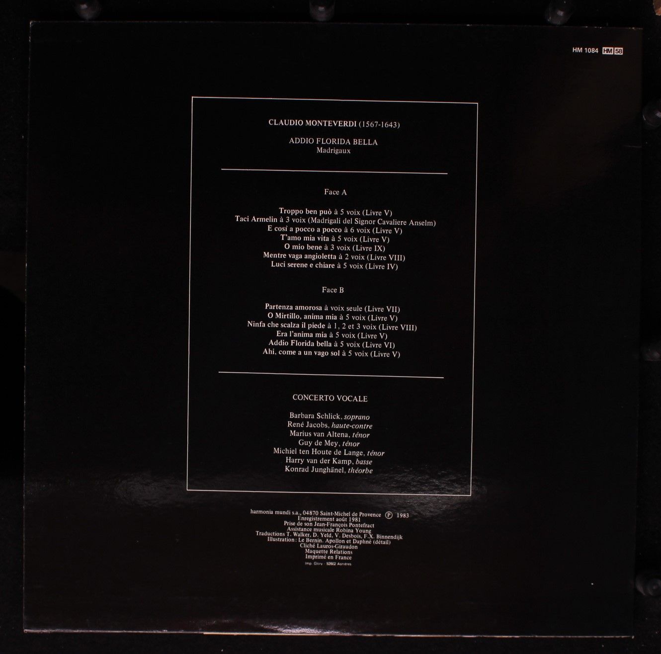 harmonia mundi France HM 1084 - Claudio Monteverdi, Concerto Voc - Image 2