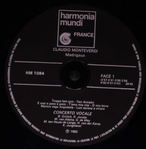 harmonia mundi France HM 1084 - Claudio Monteverdi, Concerto Voc - Image 4