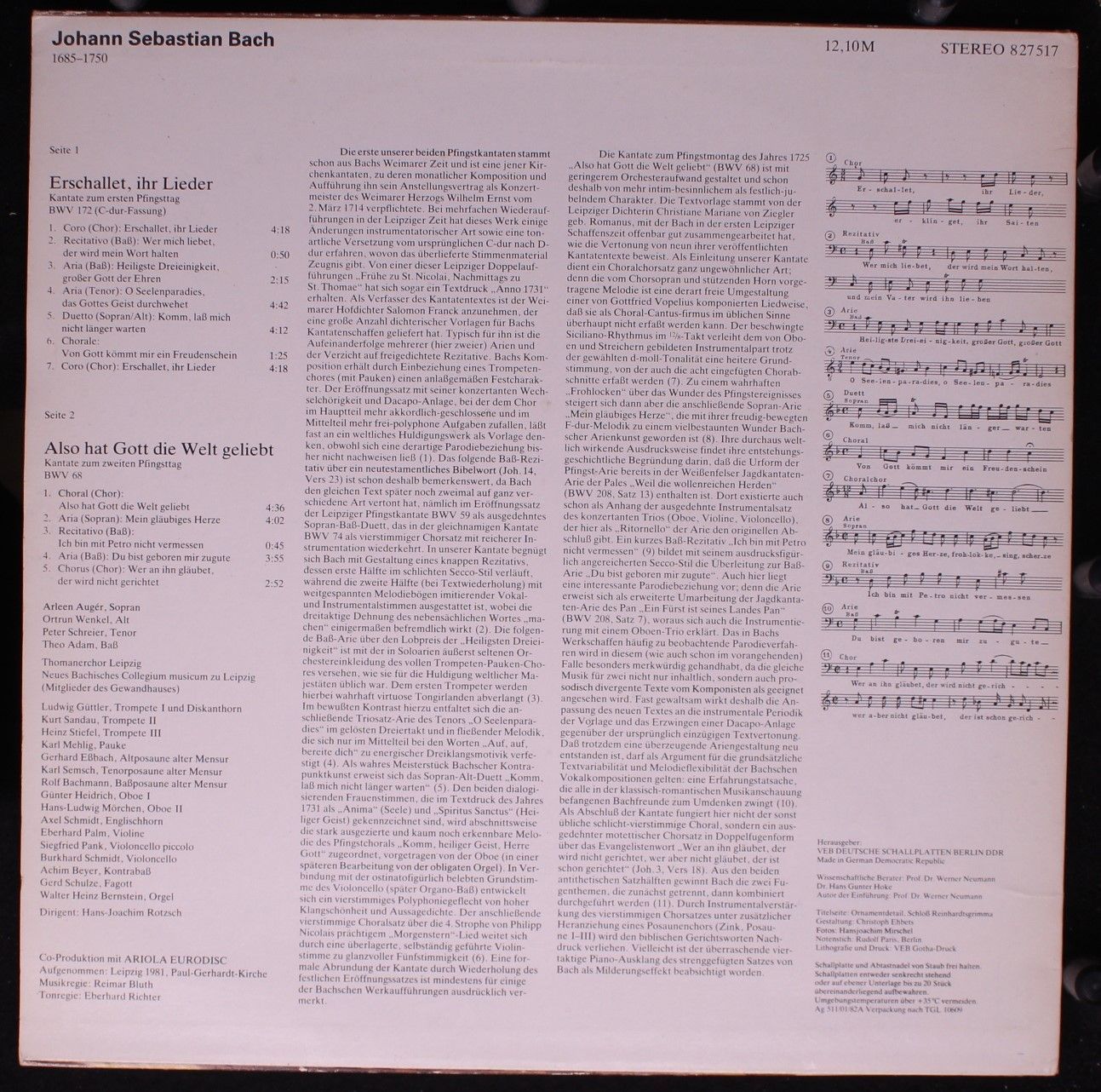 Eterna 8 27 517 - Johann Sebastian Bach - Erschallet, Ihr Lieder - Image 2