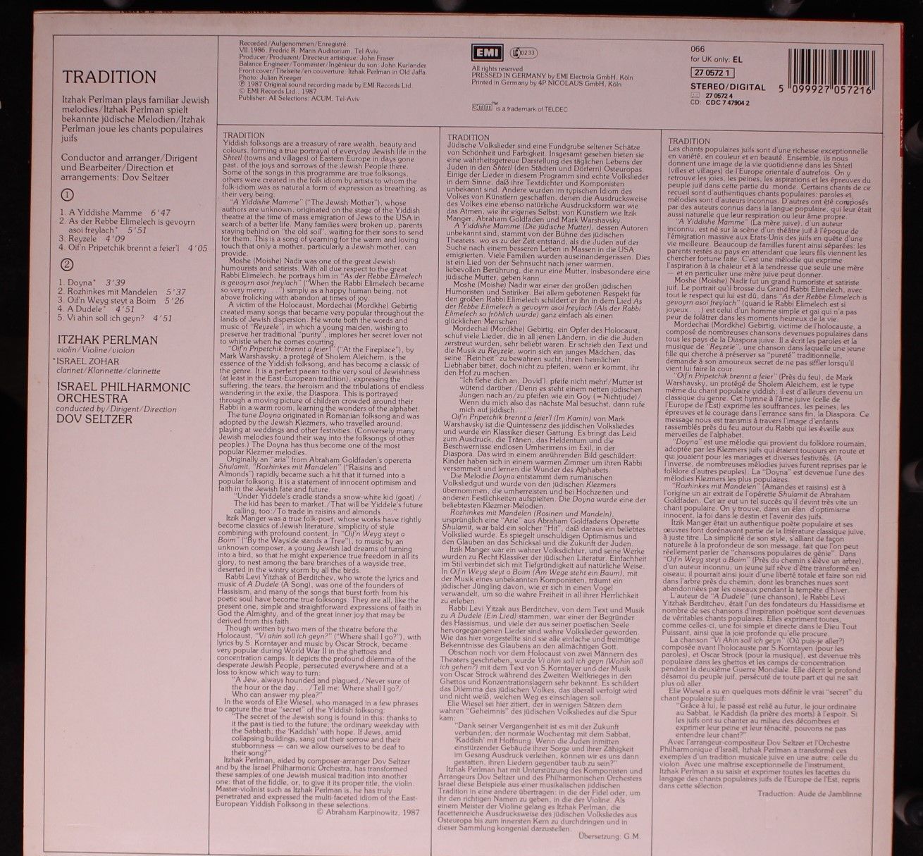 His Master's Voice Digital 27 0572 1 - Itzhak Perlman, Israel Ph - Image 3