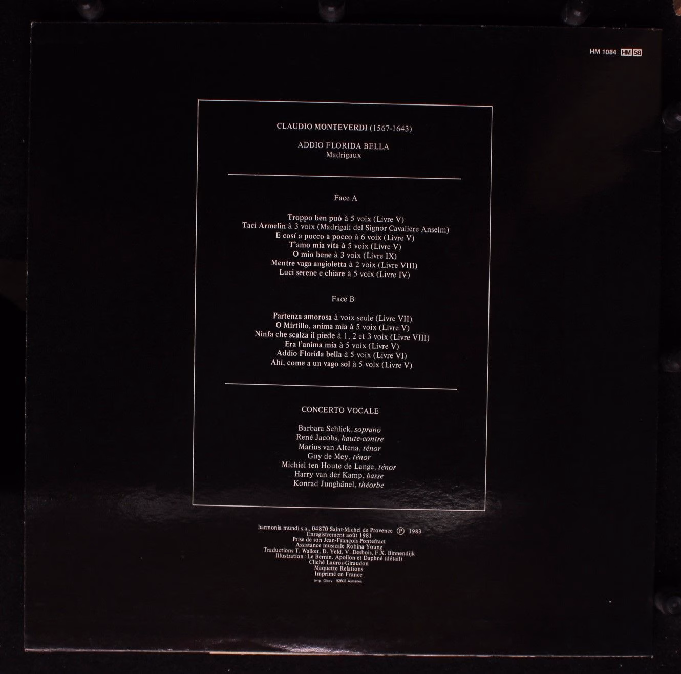 harmonia mundi France HM 1084 - Claudio Monteverdi, Concerto Voc - Image 2
