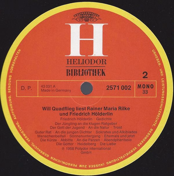 Heliodor Bibliothek 2571 002 - Will Quadflieg, Rainer Maria Rilk - Image 4