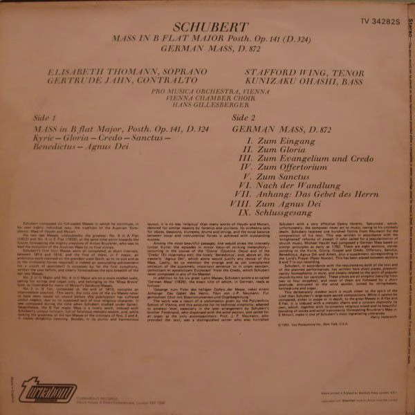Turnabout TV 34282S - Franz Schubert, Vienna Pro Musica Orchestr - Image 2