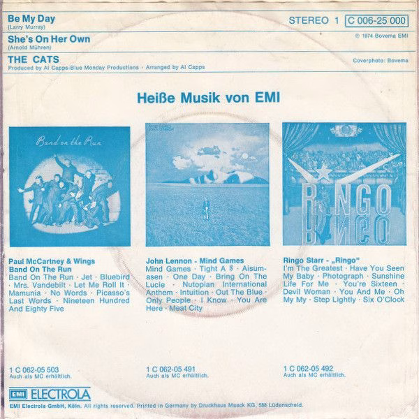 EMI 1C 006-25 000 - The Cats - Be My Day - Image 2