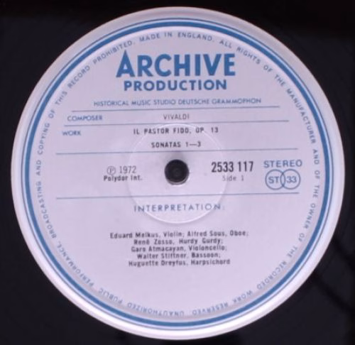 Archiv Produktion 2533 117 - Antonio Vivaldi - 6 Sonaten Op. 13 - Image 4