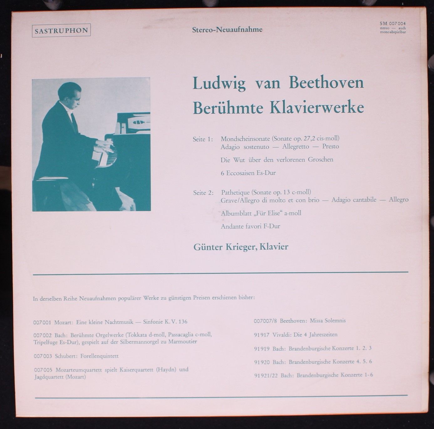Sastruphon SM 007 004 - Ludwig van Beethoven, Günter Krieger - B - Image 2