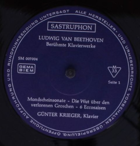 Sastruphon SM 007 004 - Ludwig van Beethoven, Günter Krieger - B - Image 3