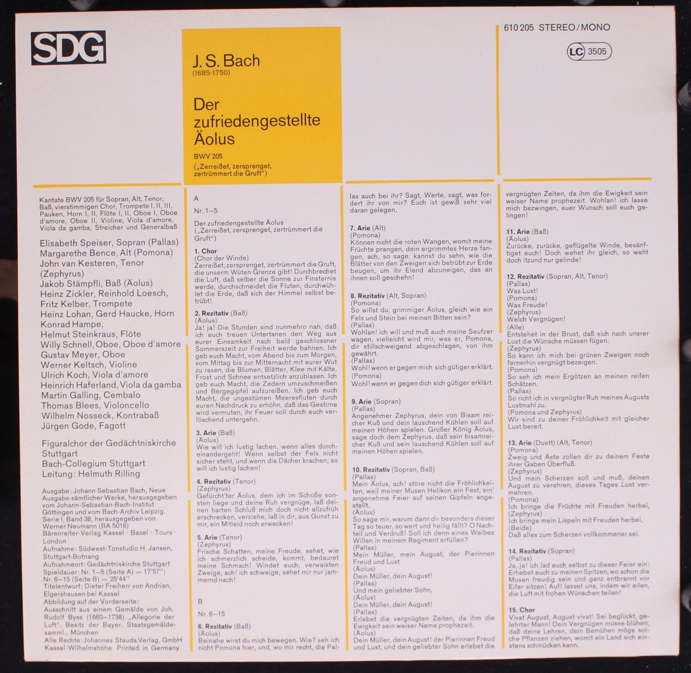 SDG 610 205 - Johann Sebastian Bach, Elisabeth Speiser, Margaret - Image 2