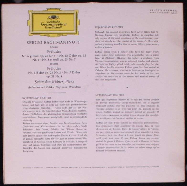 Deutsche Grammophon 121 572 - Sviatoslav Richter, Sergei Rachman - Image 2