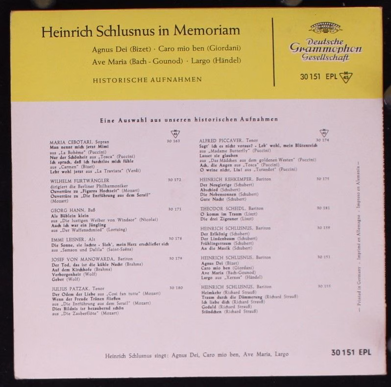 Deutsche Grammophon 30 151 EPL - Heinrich Schlusnus - Heinrich S - Image 2