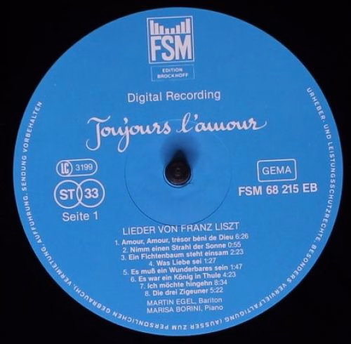 FSM 68 215 EB - Franz Liszt, Martin Egel, Marisa Borini - Toujou - Image 3