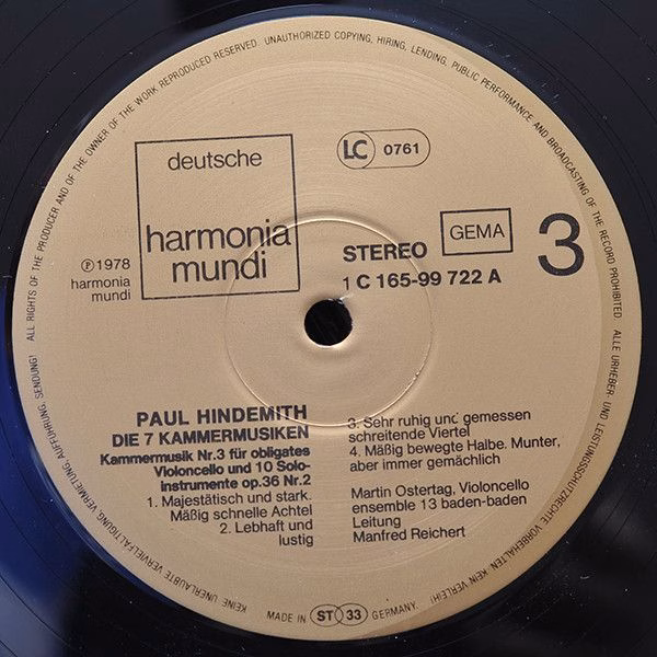 Deutsche Harmonia Mundi 1C 165-99 721/23 - Paul Hindemith, Ensem - Image 5