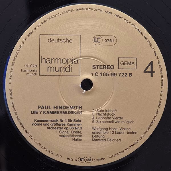 Deutsche Harmonia Mundi 1C 165-99 721/23 - Paul Hindemith, Ensem - Image 6
