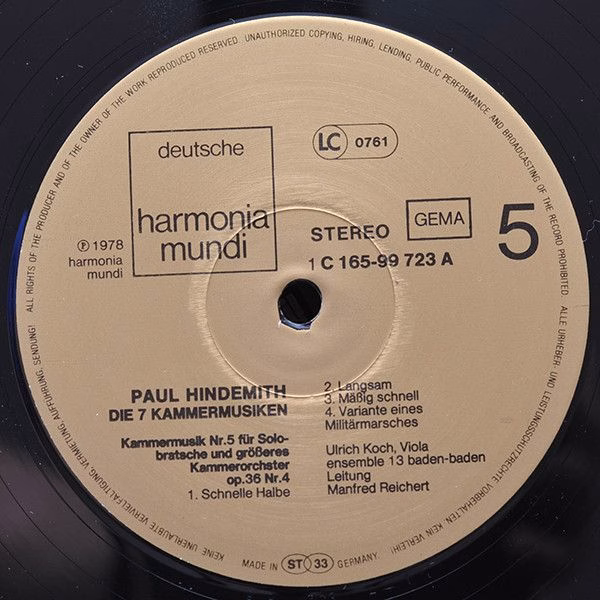 Deutsche Harmonia Mundi 1C 165-99 721/23 - Paul Hindemith, Ensem - Image 7