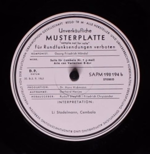 Archiv Produktion 198 194 - Georg Friedrich Händel, Li Stadelman - Image 2