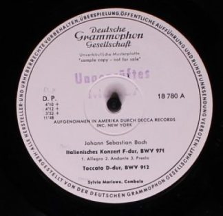 Deutsche Grammophon 18 780 - Johann Sebastian Bach, Sylvia Marlo