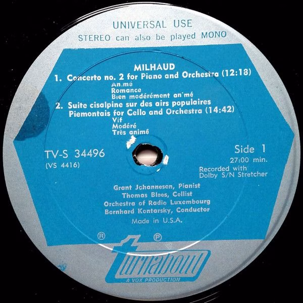 Turnabout TV-S 34496 - Darius Milhaud, Grant Johannesen, Thomas - Image 3