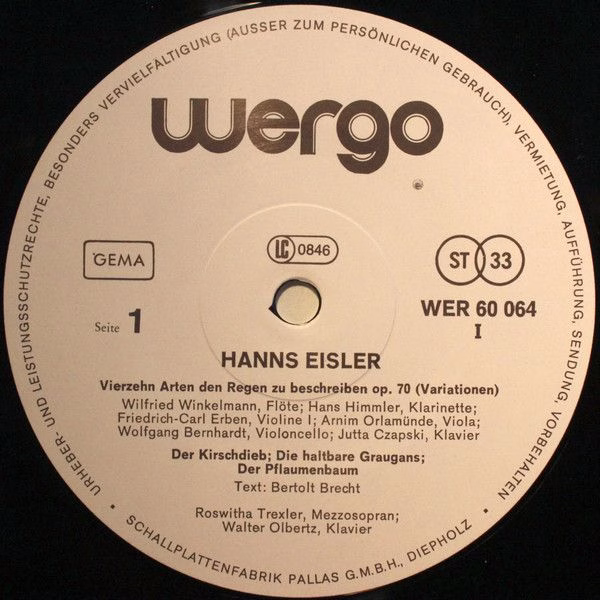 WERGO WER 60 064 - Hanns Eisler - Hanns Eisler Kassette - Image 3