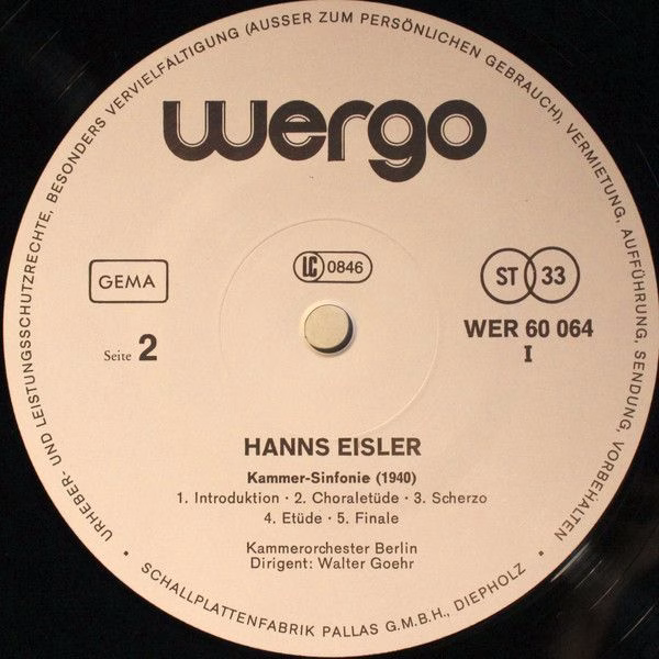 WERGO WER 60 064 - Hanns Eisler - Hanns Eisler Kassette - Image 4
