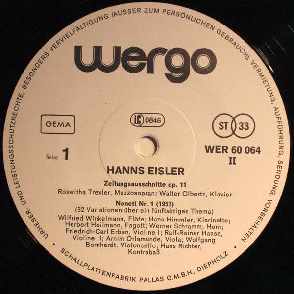WERGO WER 60 064 - Hanns Eisler - Hanns Eisler Kassette - Image 5