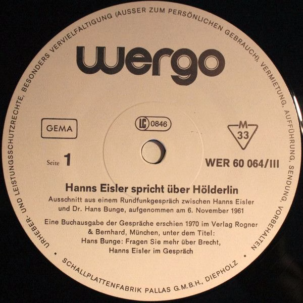 WERGO WER 60 064 - Hanns Eisler - Hanns Eisler Kassette - Image 7