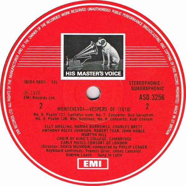 His Master's Voice SLS 5064 - Claudio Monteverdi, Elly Ameling, - Image 3