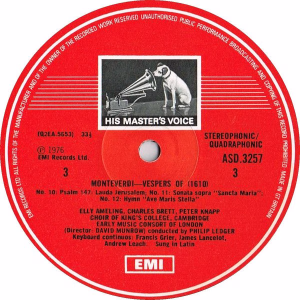 His Master's Voice SLS 5064 - Claudio Monteverdi, Elly Ameling, - Image 4