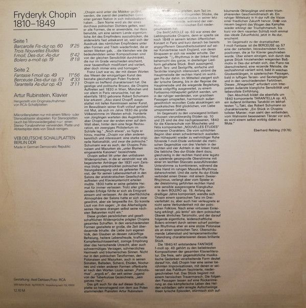 Eterna 8 26 741 - Frédéric Chopin, Arthur Rubinstein - F-moll-Fa - Image 2