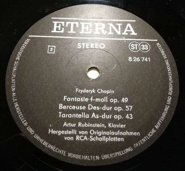 Eterna 8 26 741 - Frédéric Chopin, Arthur Rubinstein - F-moll-Fa - Image 4