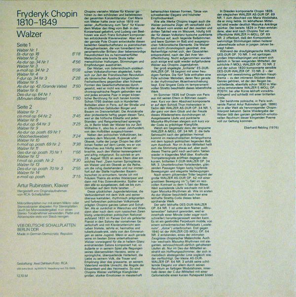 Eterna 8 26 739 - Frédéric Chopin, Arthur Rubinstein - Walzer - Image 2