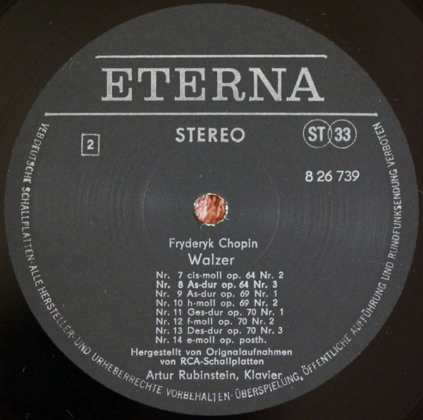 Eterna 8 26 739 - Frédéric Chopin, Arthur Rubinstein - Walzer - Image 4
