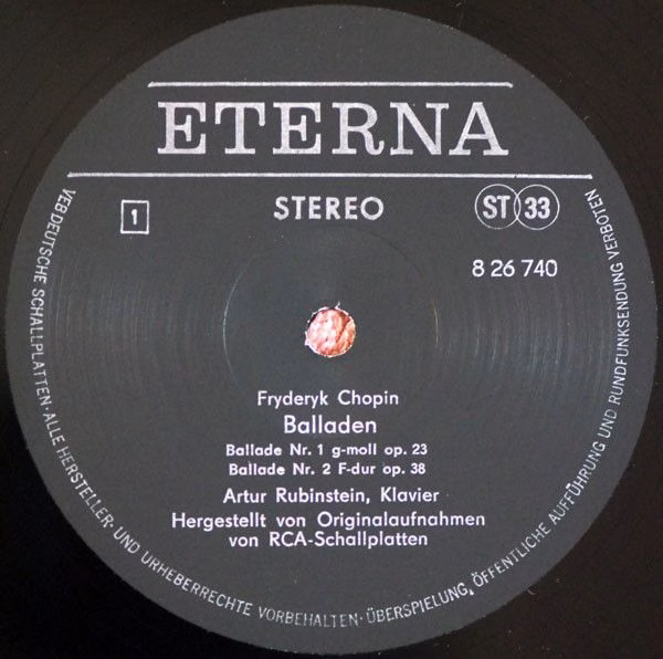 Eterna 8 26 740 - Frédéric Chopin, Arthur Rubinstein - Balladen - Image 3