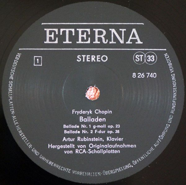 Eterna 8 26 740 - Frédéric Chopin, Arthur Rubinstein - Balladen - Image 3