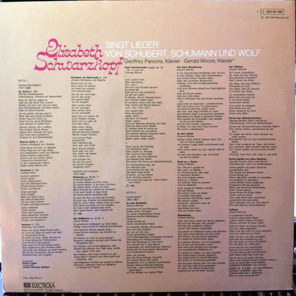 EMI Electrola 1 C 063-02 598 - Elisabeth Schwarzkopf - Singt Lie - Image 2