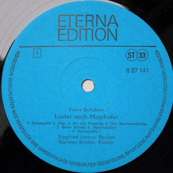 Eterna 8 27 141 - Franz Schubert, Siegfried Lorenz, Norman Shetl - Image 3