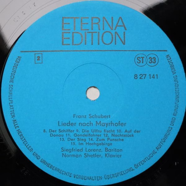 Eterna 8 27 141 - Franz Schubert, Siegfried Lorenz, Norman Shetl - Image 4