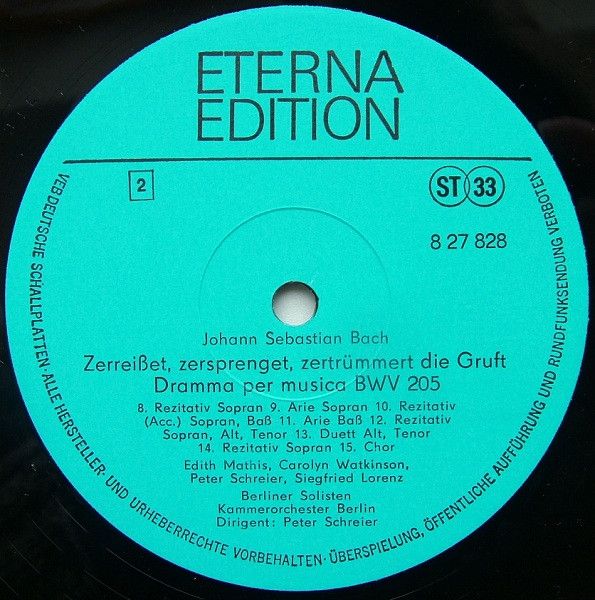 Eterna 8 27 828 - Johann Sebastian Bach, Edith Mathis, Carolyn W - Image 4