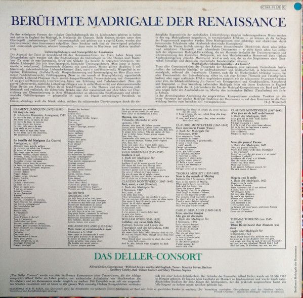 Vanguard 1 C 063 - 91 322 C - Deller Consort - Berühmte Madrigal - Image 2