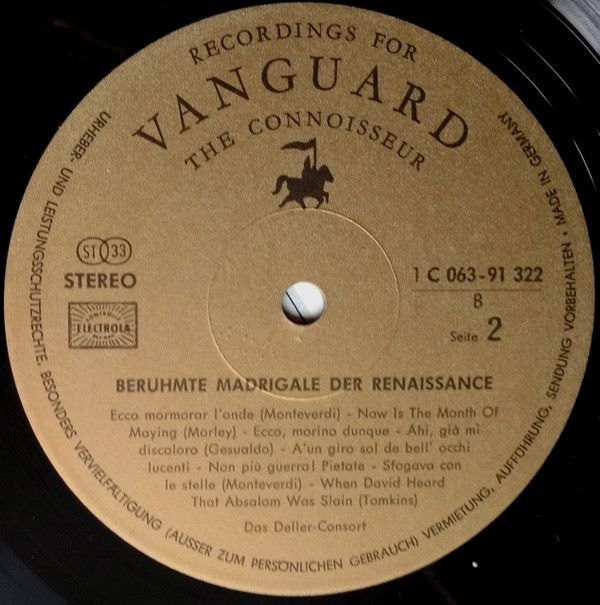 Vanguard 1 C 063 - 91 322 C - Deller Consort - Berühmte Madrigal - Image 4