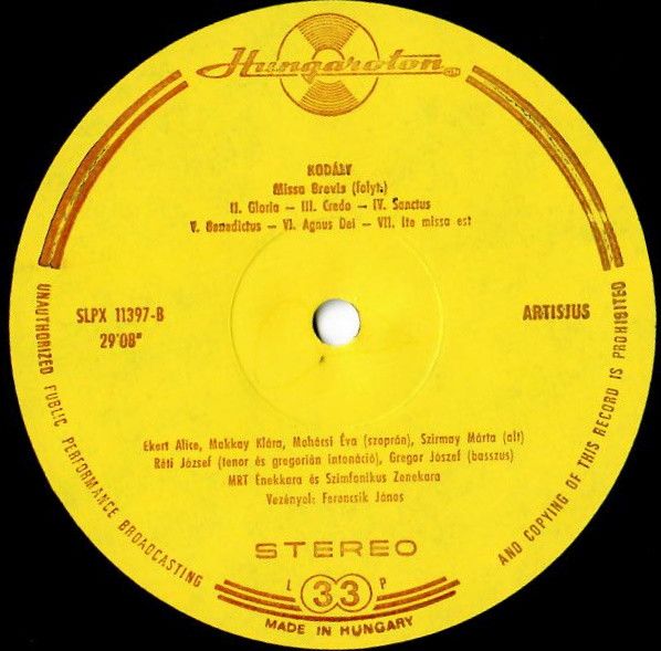 Hungaroton LPX 11397 - János Ferencsik, Magyar Rádió És Televízi - Image 3