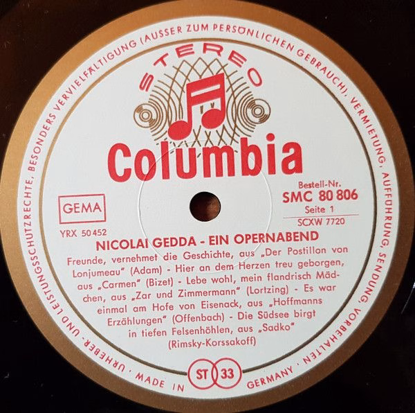 Columbia SMC 80 806 - Nicolai Gedda - Ein Opernabend - Image 3