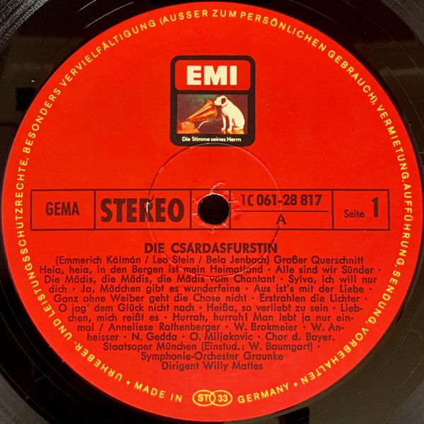 His Master's Voice 1C 061-28 817 - Emmerich Kálmán, Anneliese Ro - Image 3